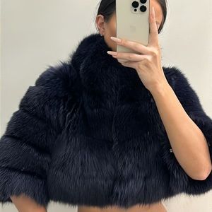 vintage navy fur coat